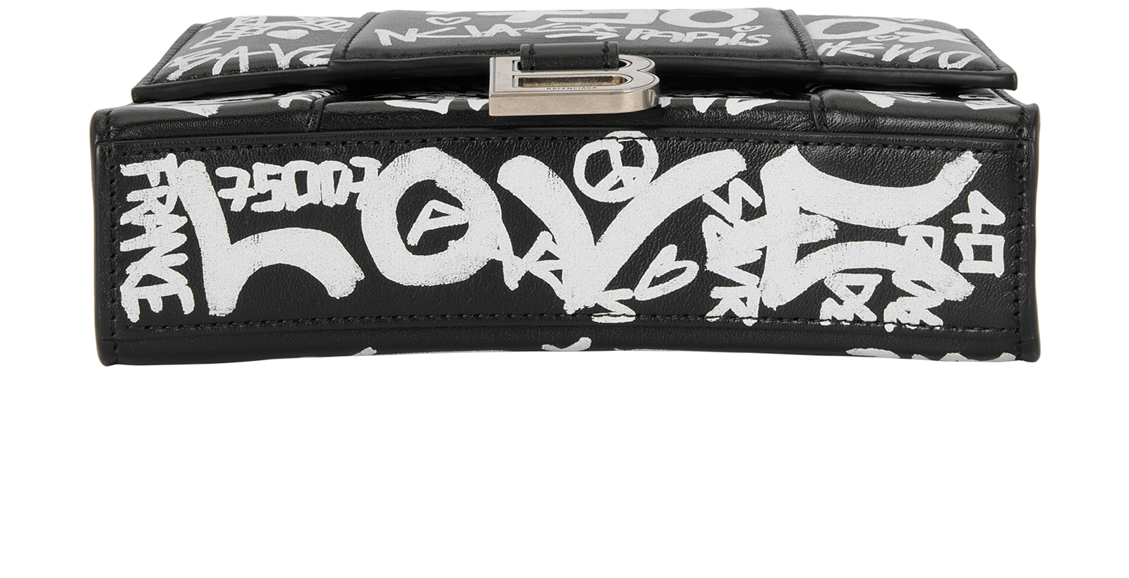 Hourglass Graffiti Belt Bag, &pound;595, Handbags, Black/White, Leather, Top view